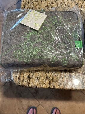 Brand new Tegu Gray Felt Travel Tote with Lime Green Embroidery